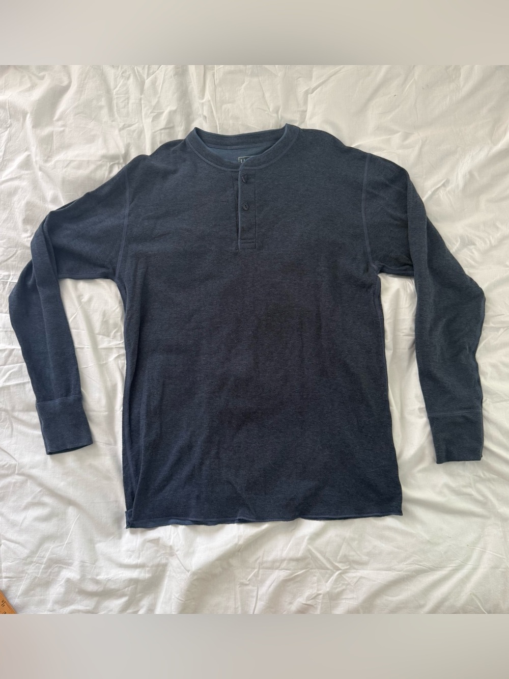 L.L. Bean Men's Long-Sleeve Henley Shirt - Dark Heather Navy